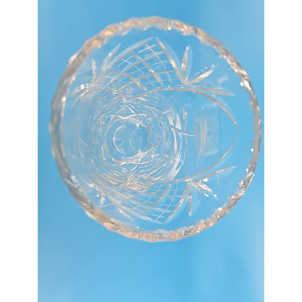 RARE VTG VEGA Fine‎ Lead Crystal Vase - Flower Peony Design by American Cut